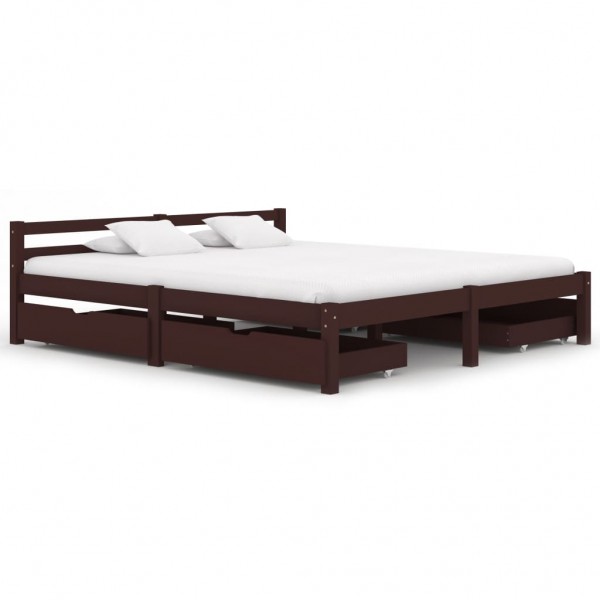 Estructura de cama con 4 cajones pino marrón oscuro 180x200 cm D