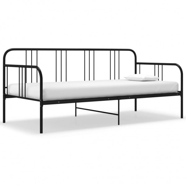 Estructura de sofá cama de metal negro 90x200 cm D