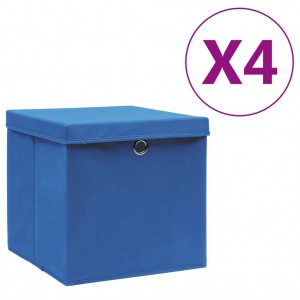 Cajas de almacenaje con tapas 4 uds azul 28x28x28 cm D