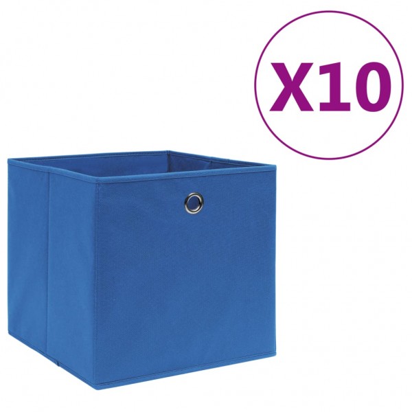 Cajas de almacenaje 10 uds tela no tejida azul 28x28x28 cm