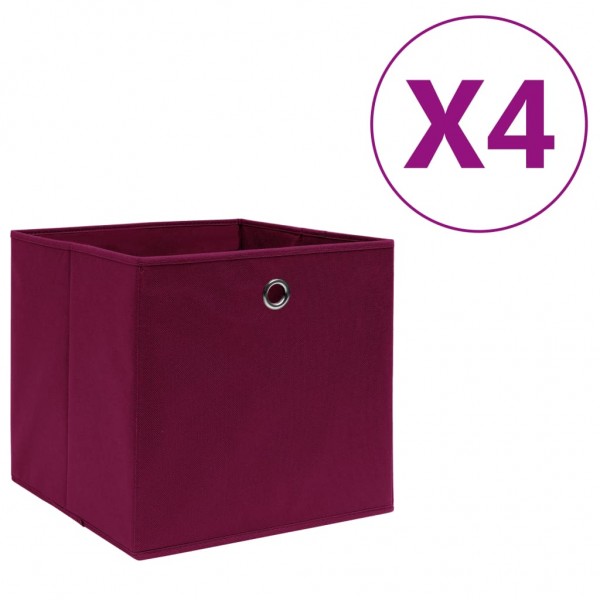 Caixa de armazenamento 4 uvas de tecido não tecido vermelho escuro 28x28x28 cm D