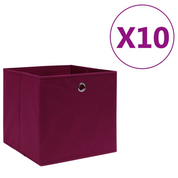 Caixas de armazenamento 10 uits tecido não tecido vermelho escuro 28x28x28 cm D
