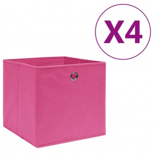 Cajas de almacenaje 4 uds tela no tejida rosa 28x28x28 cm D