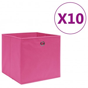 Cajas de almacenaje 10 uds tela no tejida rosa 28x28x28 cm D