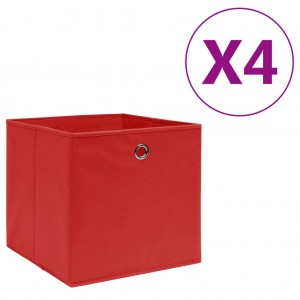 Cajas de almacenaje 4 uds tela no tejida rojo 28x28x28 cm D