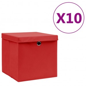 Cajas de almacenaje con tapas 10 uds rojo 28x28x28 cm D