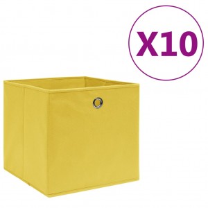 Caixas de armazenamento 10 v textil não tecido 28x28x28cm amarelo D