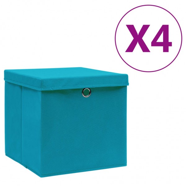 Cajas de almacenaje con tapas 4 uds azul bebé 28x28x28 cm D