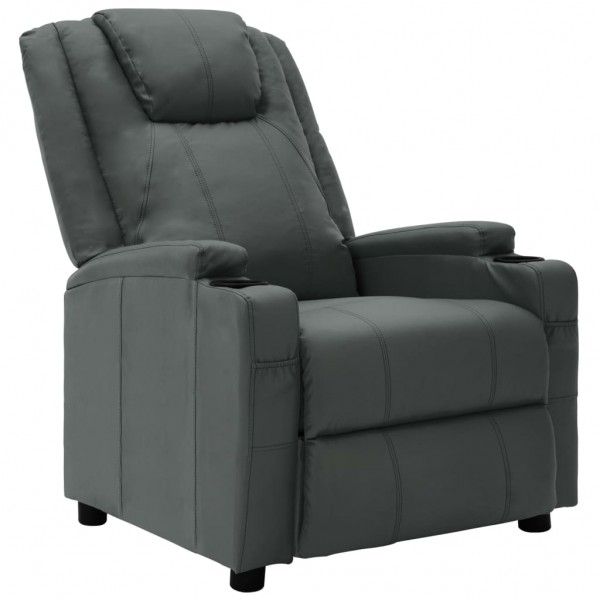 Sillón reclinable cuero sintético gris antracita Sillón reclinable cuero sintético gris antracita D