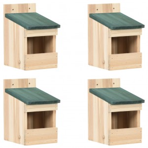 Casa para pássaros 4 unidades madeira de abeto 12x16x20 cm D