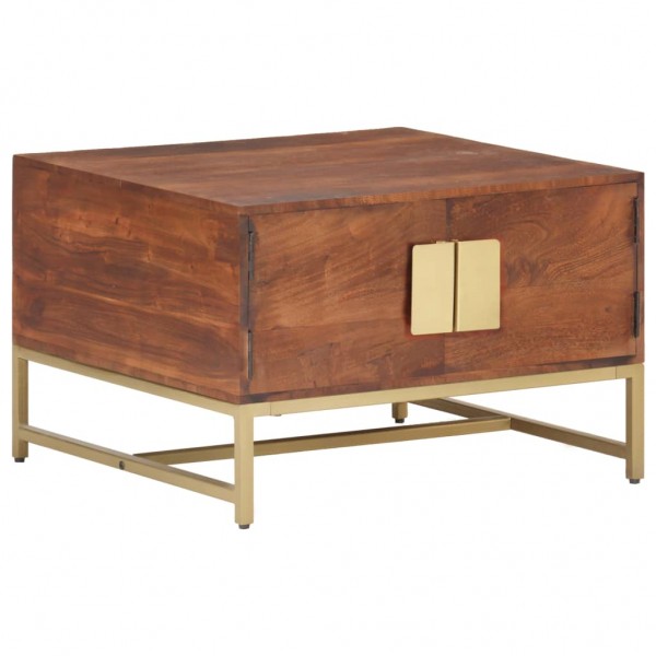 Mesa de centro madera maciza de acacia marrón miel 67x67x45 cm D