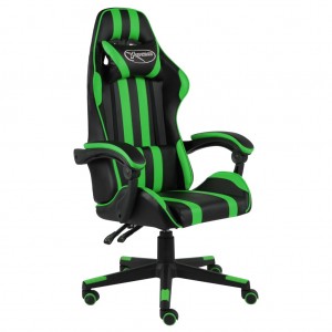 Cadeira de jogos de couro sintético preto e verde D