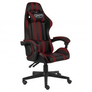 Silla gaming de cuero sintético negro y rojo tinto D