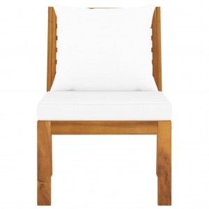 Sofá seccional central con cojín crema madera maciza acacia H