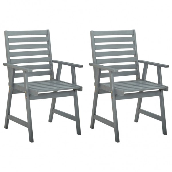 Cadeiras de jantar de jardim de madeira maciça de acacia cinza D