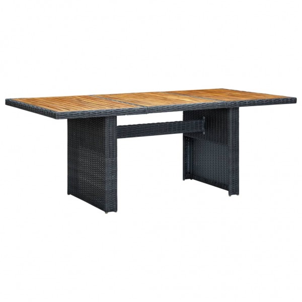 Mesa de jardín ratán sintético madera maciza acacia gris oscuro D