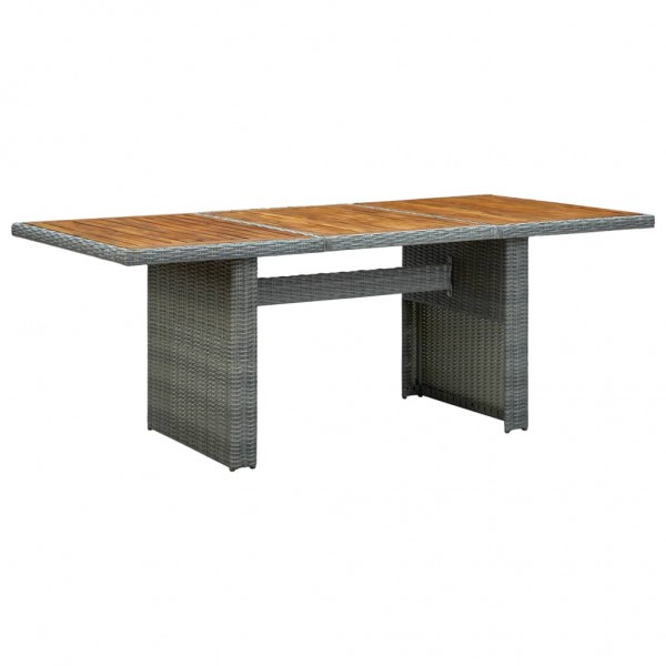 Mesa de jardim ratão sintético madeira maciça acacia cinza claro D