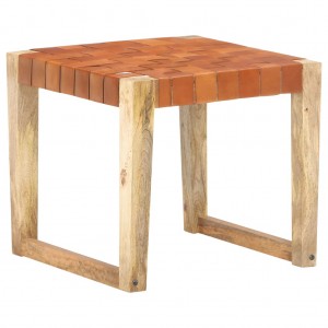 Assento de couro verdadeiro castanho claro de madeira maciça de mangue D