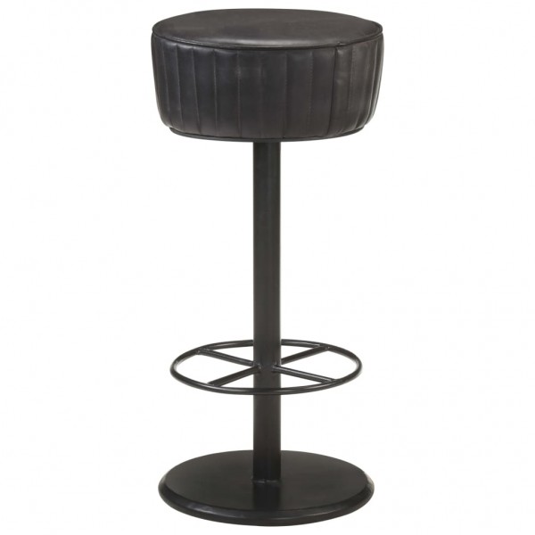 Stool de cozinha de couro verdadeiro preto D