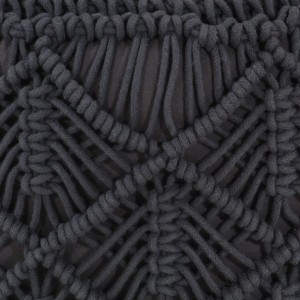 Pufe artesanal macramé 45x30 cm algodão antracite H