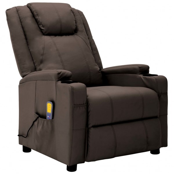Sillón de masaje reclinable de cuero sintético marrón Sillón de masaje reclinable de cuero sintético marrón D