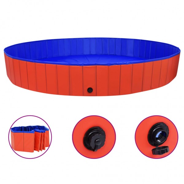 Piscina para cães dobrável PVC vermelho 300x40 cm D