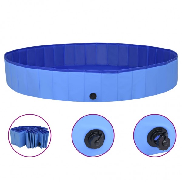 Piscina de cães dobrável PVC azul 200x30 cm D