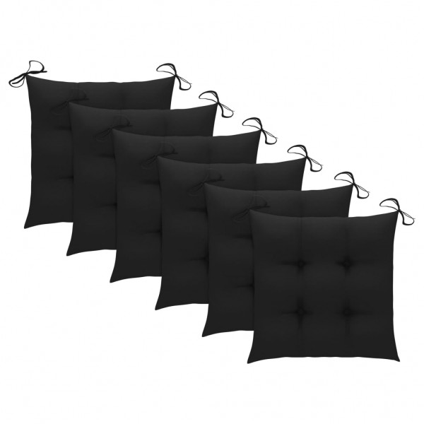 Cojines de silla 6 unidades tela negros 50x50x7 cm D