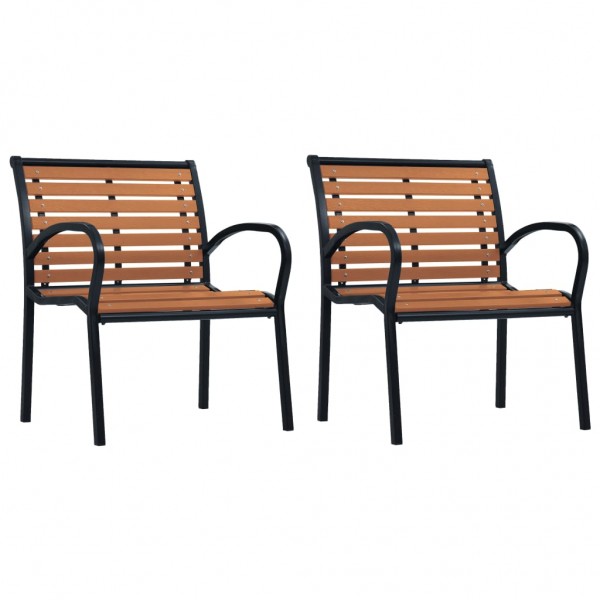 Cadeiras de jardim 2 unidades de aço e WPC preto e marrom D