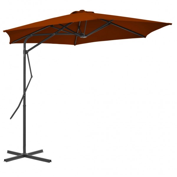 Guarda-chuva de jardim com pau de aço terracota 300x230cm D