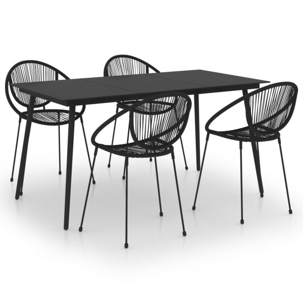 Juego de comedor de jardín 5 piezas ratán PVC negro Juego de comedor de jardín 5 piezas ratán PVC negro D
