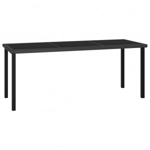 Mesa de comedor para jardín ratán sintético negro 180x70x73 cm D