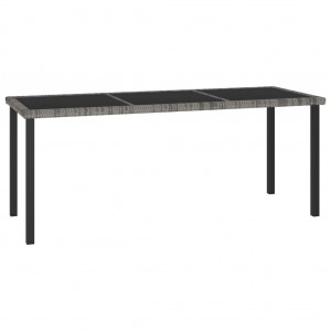 Mesa de comedor para jardín ratán sintético gris 180x70x73 cm D