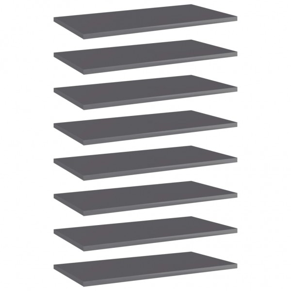 Estantes estantería 8 uds aglomerado gris brillo 60x30x1.5 cm D