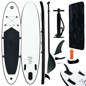 Juego de tabla de paddle surf hinchable negro y blanco D