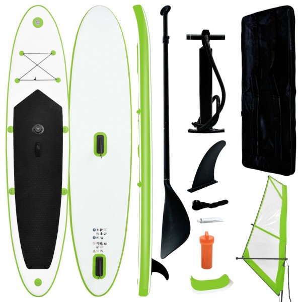 Prancha de paddle surf inflável com vela verde e branca D