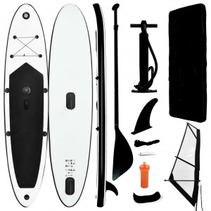Tabla de paddle surf inflable con vela negro y blanco D