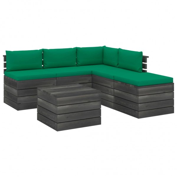 Muebles de palets para jardín 6 pzas con cojines madera de pino Muebles de palets para jardín 6 pzas con cojines madera de pino D