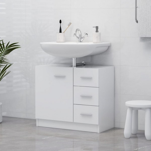 Armario para lavabo madera contrachapada blanco 63x30x54 cm D