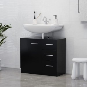 Armario para lavabo madera contrachapada negro 63x30x54 cm D