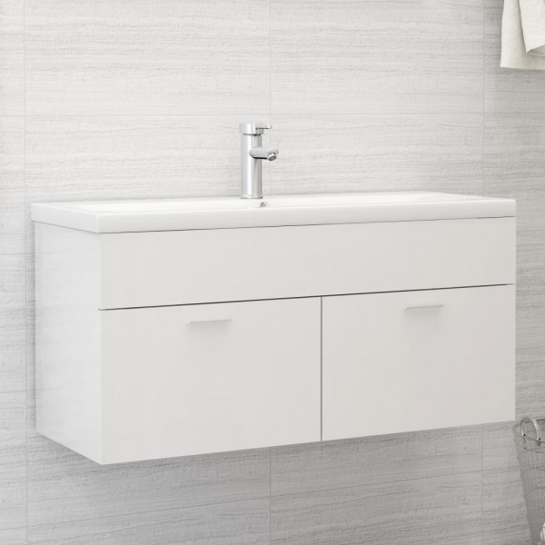 Armario para lavabo madera contrachapada blanco 100x38.5x46 cm D