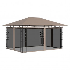 Sala de jantar com mosquiteiro cinza-maçã 4x3x2.73 m 180 g/m2 D