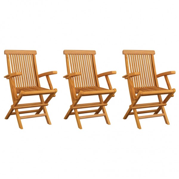 Cadeiras de jardim 3 unidades madeira maciça de teca D