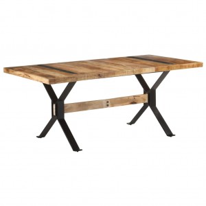 Mesa de comedor madera de mango rugosa 180x90x76 cm D