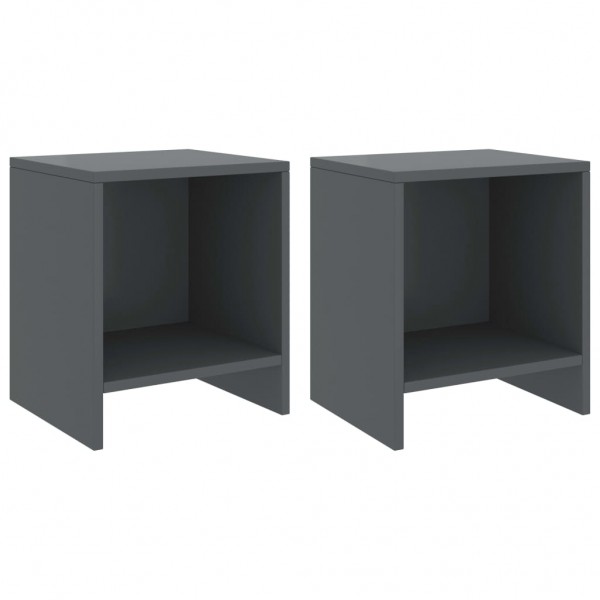 2 mesas de noite de madeira de pinho cinza escuro 35x30x40 cm D