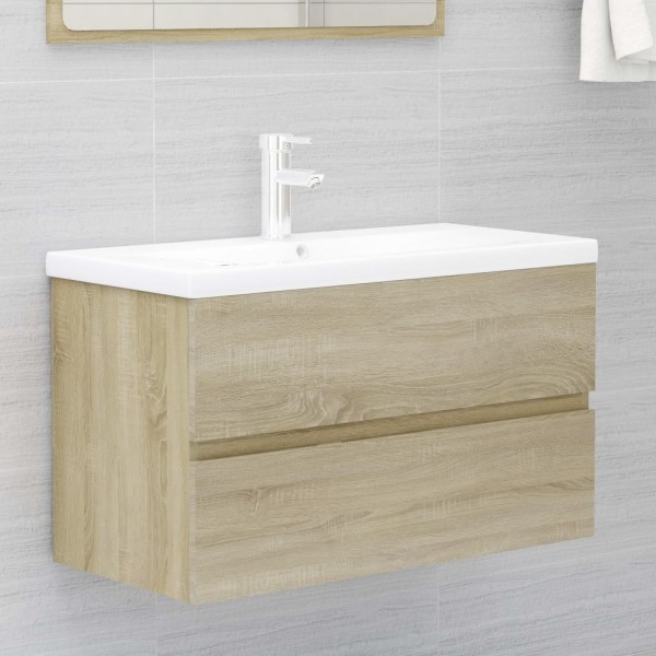 Armario lavabo madera contrachapada roble Sonoma 80x38.5x45cm D