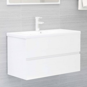 Armario para lavabo aglomerado blanco brillante 80x38.5x45 cm D