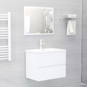 Conjunto de móveis de casa de banho 2 pcs madeira de contraplacado branco D