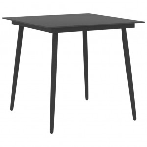 Mesa de comedor para jardín acero y vidrio negro 80x80x74 cm D