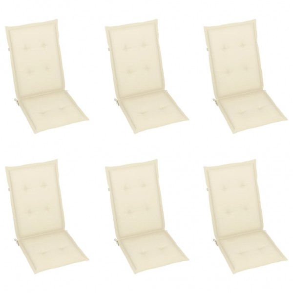 Cojines para sillas de jardín 6 unidades color crema 120x50x3cm D